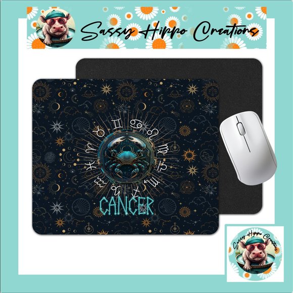 Mouse Pad Cancer Crab Zodiac Astrological Horoscope Sublimated Anti Slip Back - Picture 1 of 4